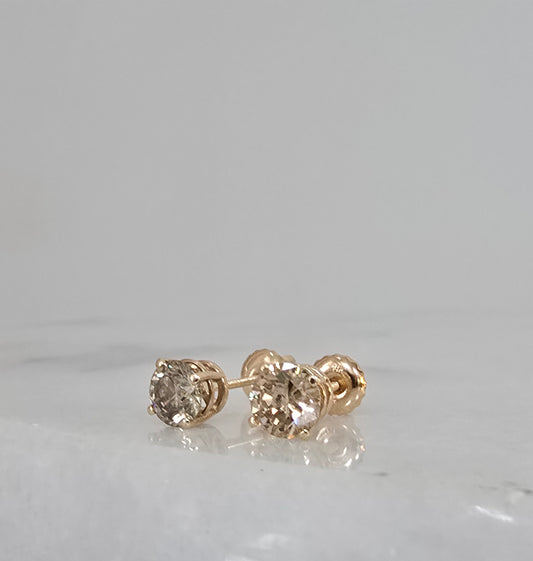 14K Fancy Brown Diamond Stud Earrings