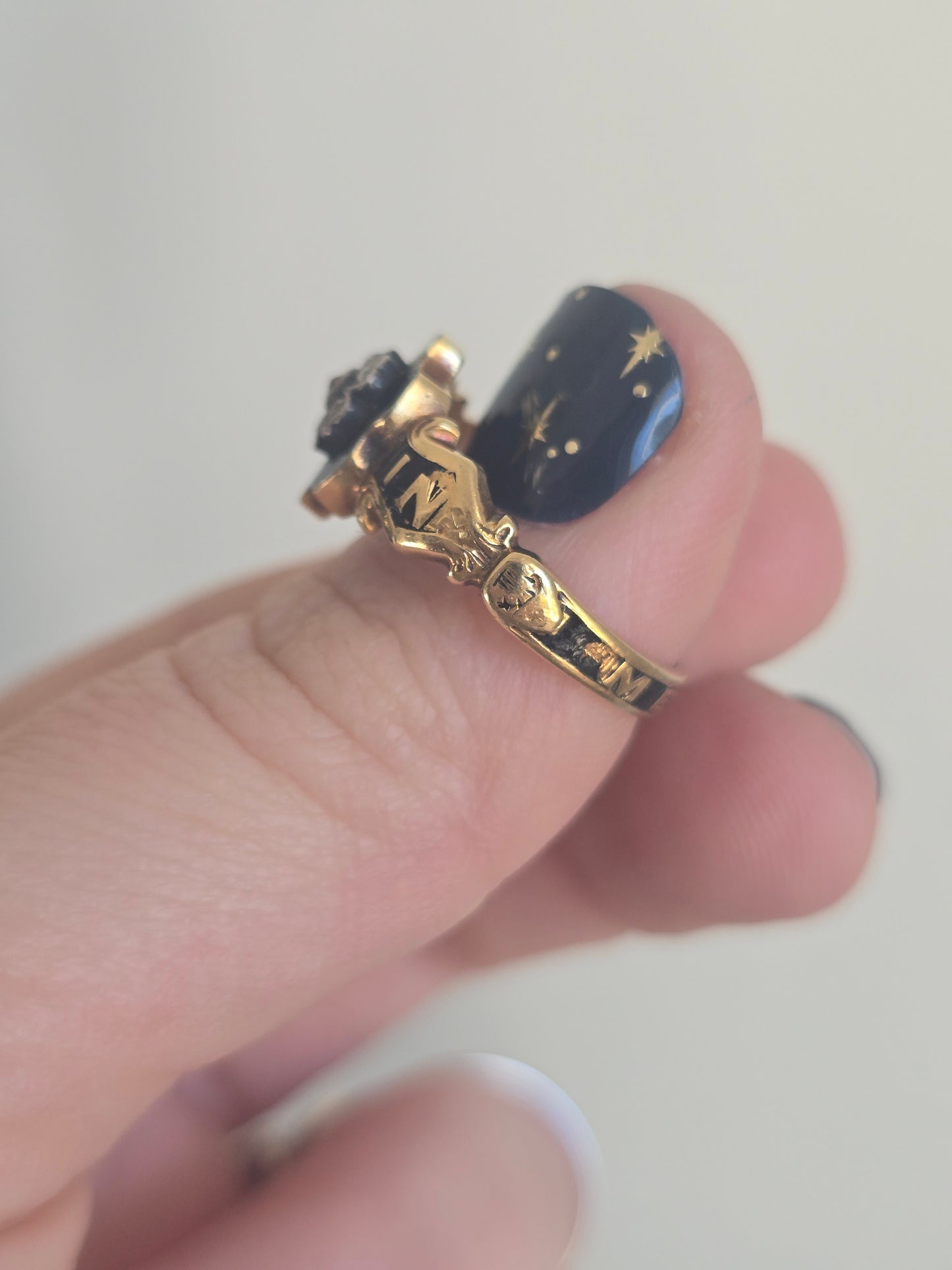 Antique Diamond and Enamel Mourning Ring