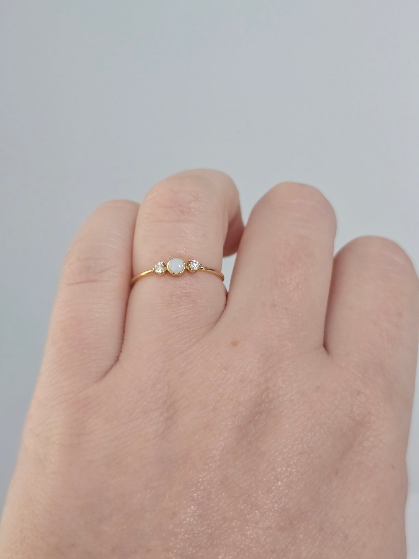 14K Gold Opal and Diamond Ring