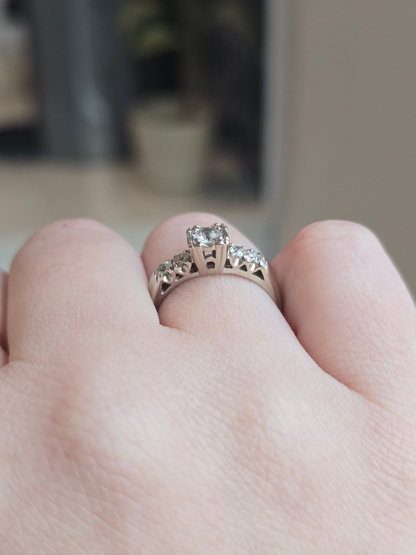 Vintage 14K White Gold 0.52 CTW Diamond Ring