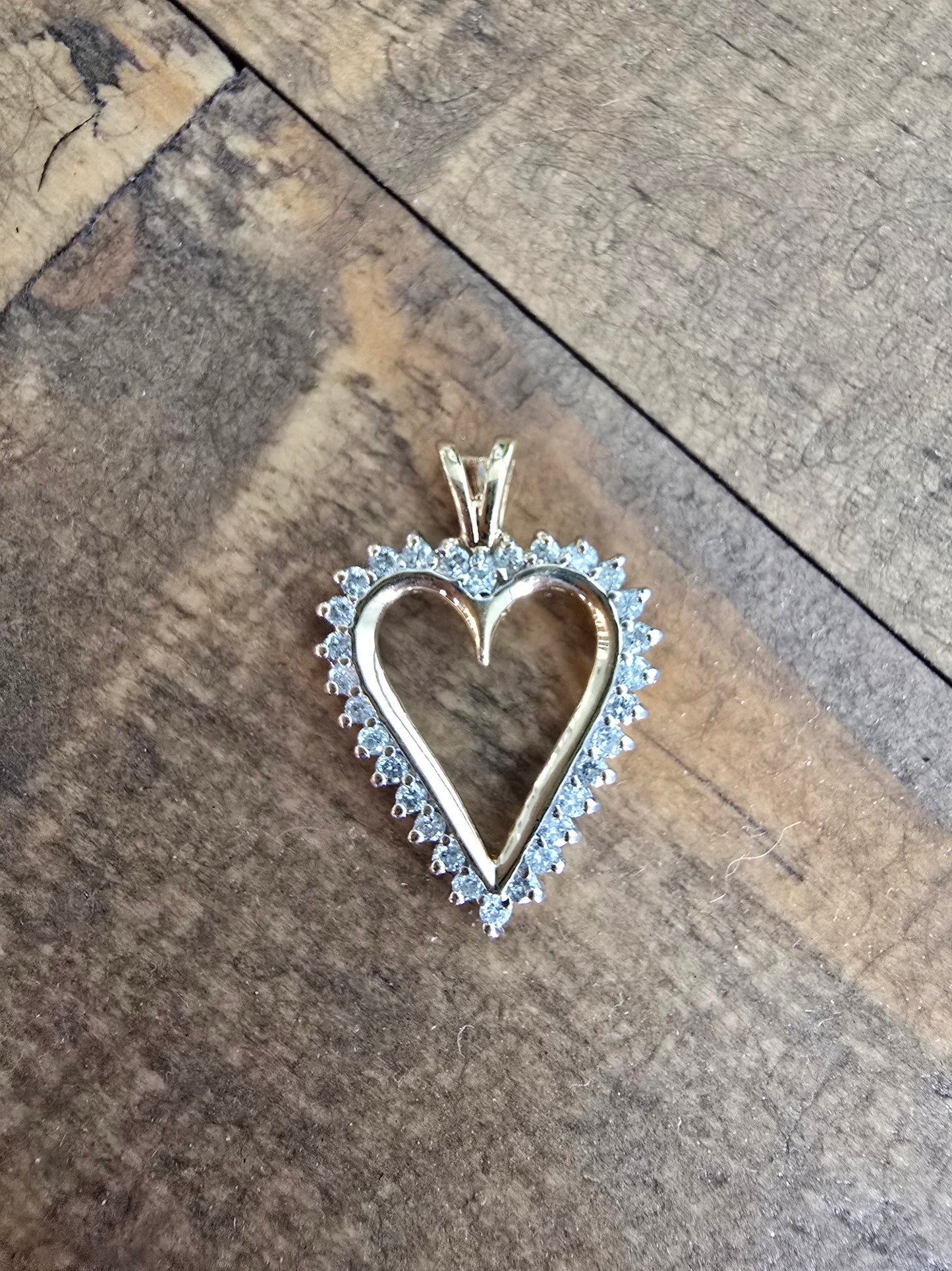 14K Yellow Gold 0.47 CTW Diamond Heart Pendant
