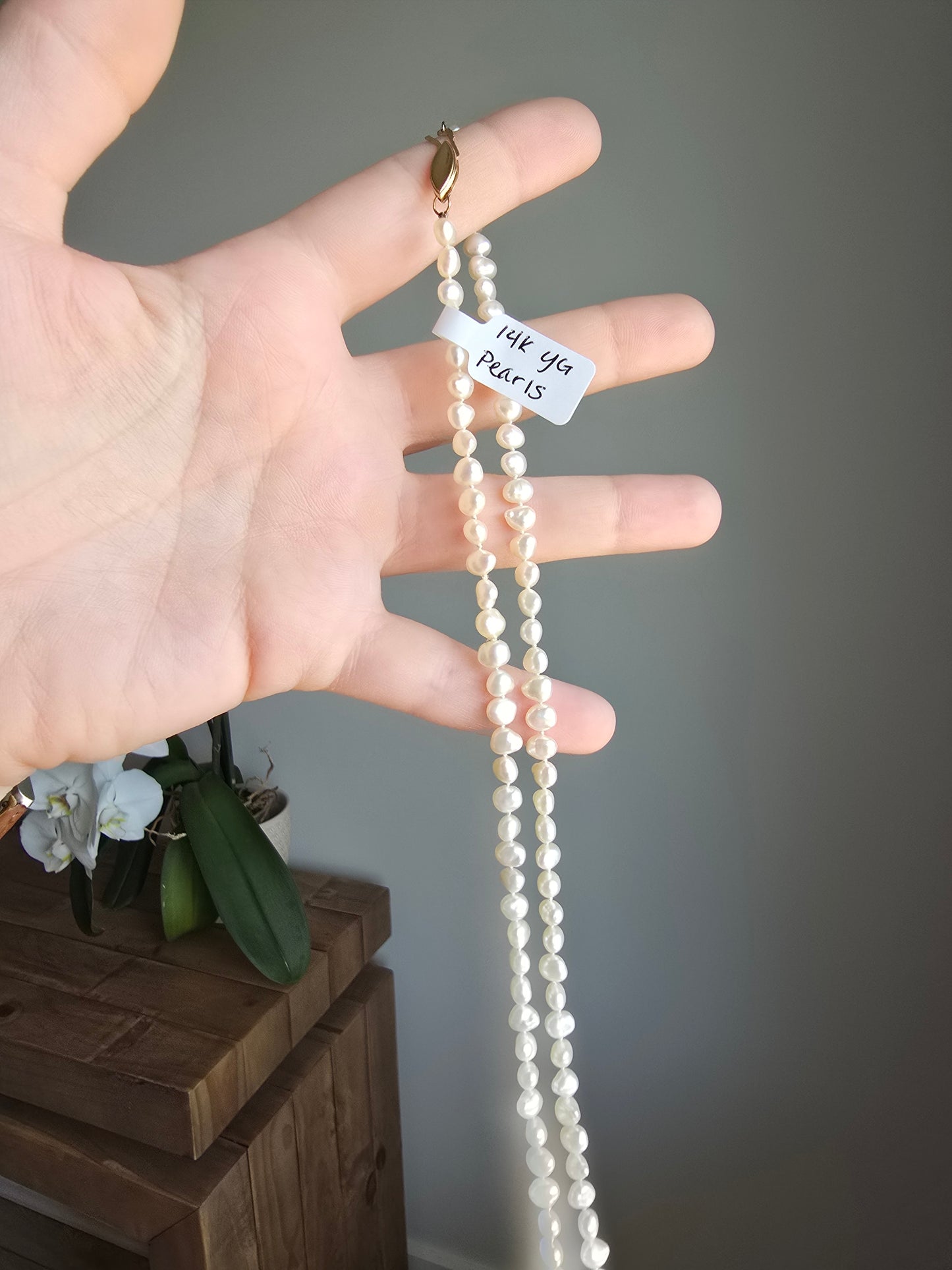 14K Yellow Gold Pearl Necklace