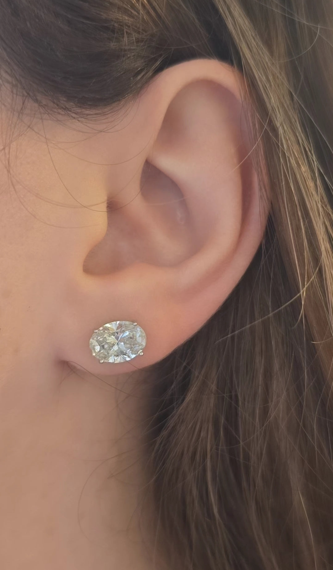 14k White Gold 3.1ct Oval Lab Diamond Studs