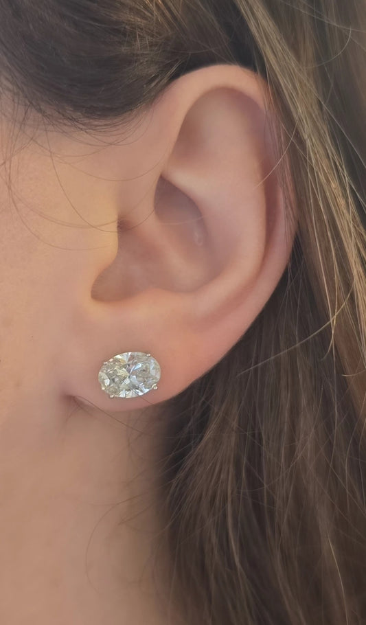 14k White Gold 3.1ct Oval Lab Diamond Studs