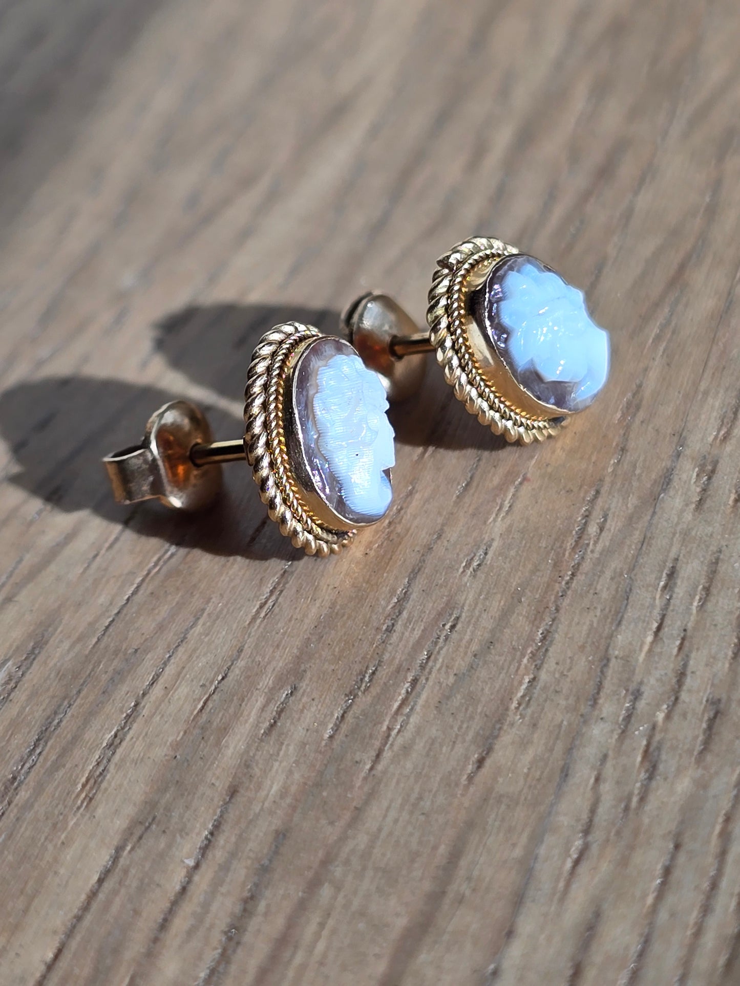 18K Cameo Stud Earrings