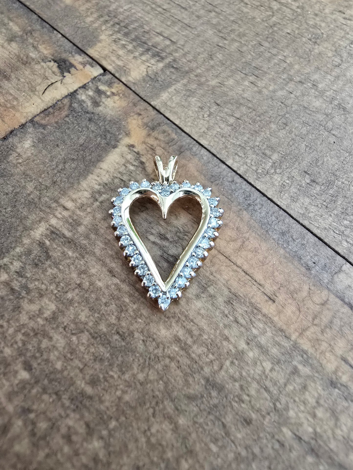 14K Yellow Gold 0.47 CTW Diamond Heart Pendant