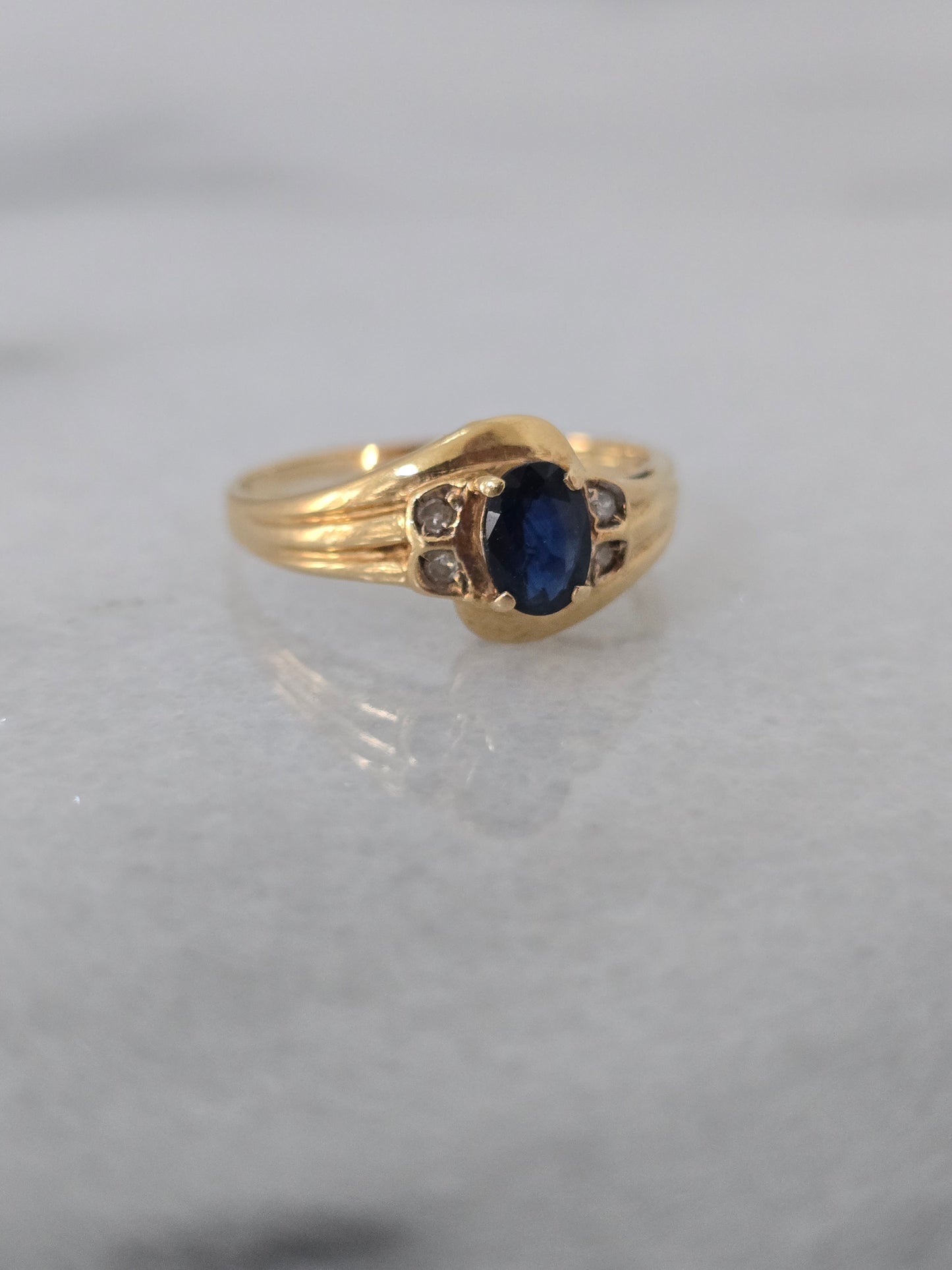 18k Sapphire Ring and Earring Set