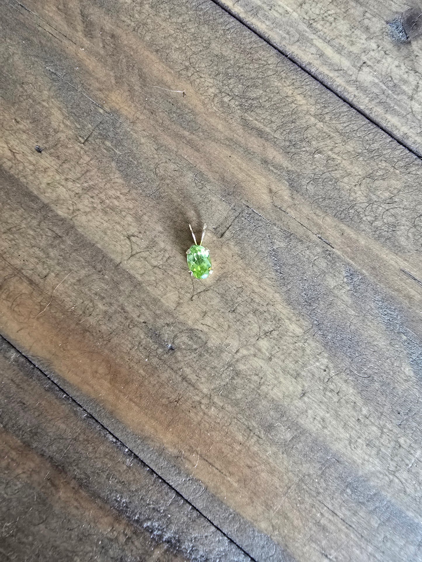 14K Gold Mini Peridot Pendant