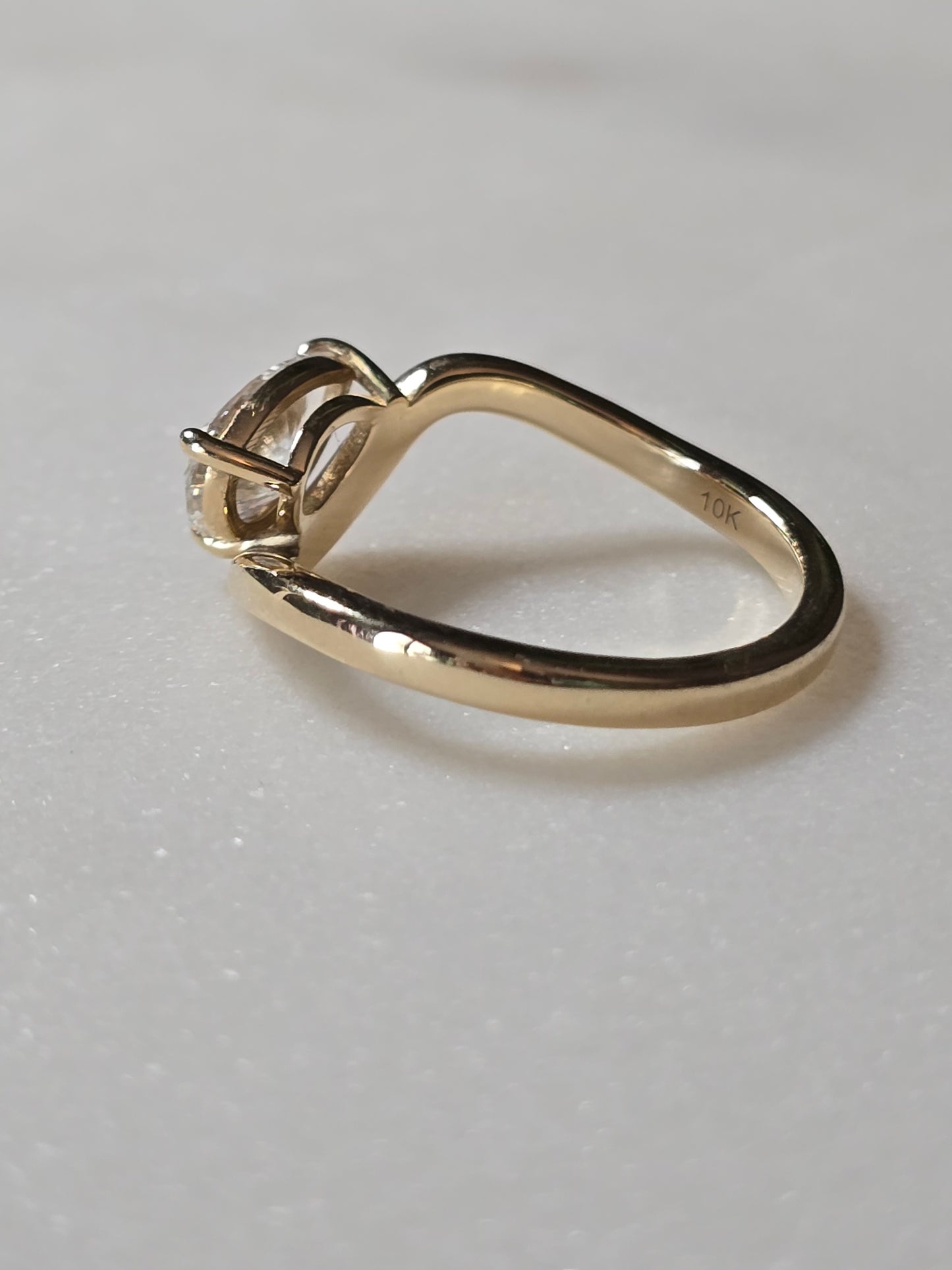 10k 1ct Pear Cut Lab Diamond Ring