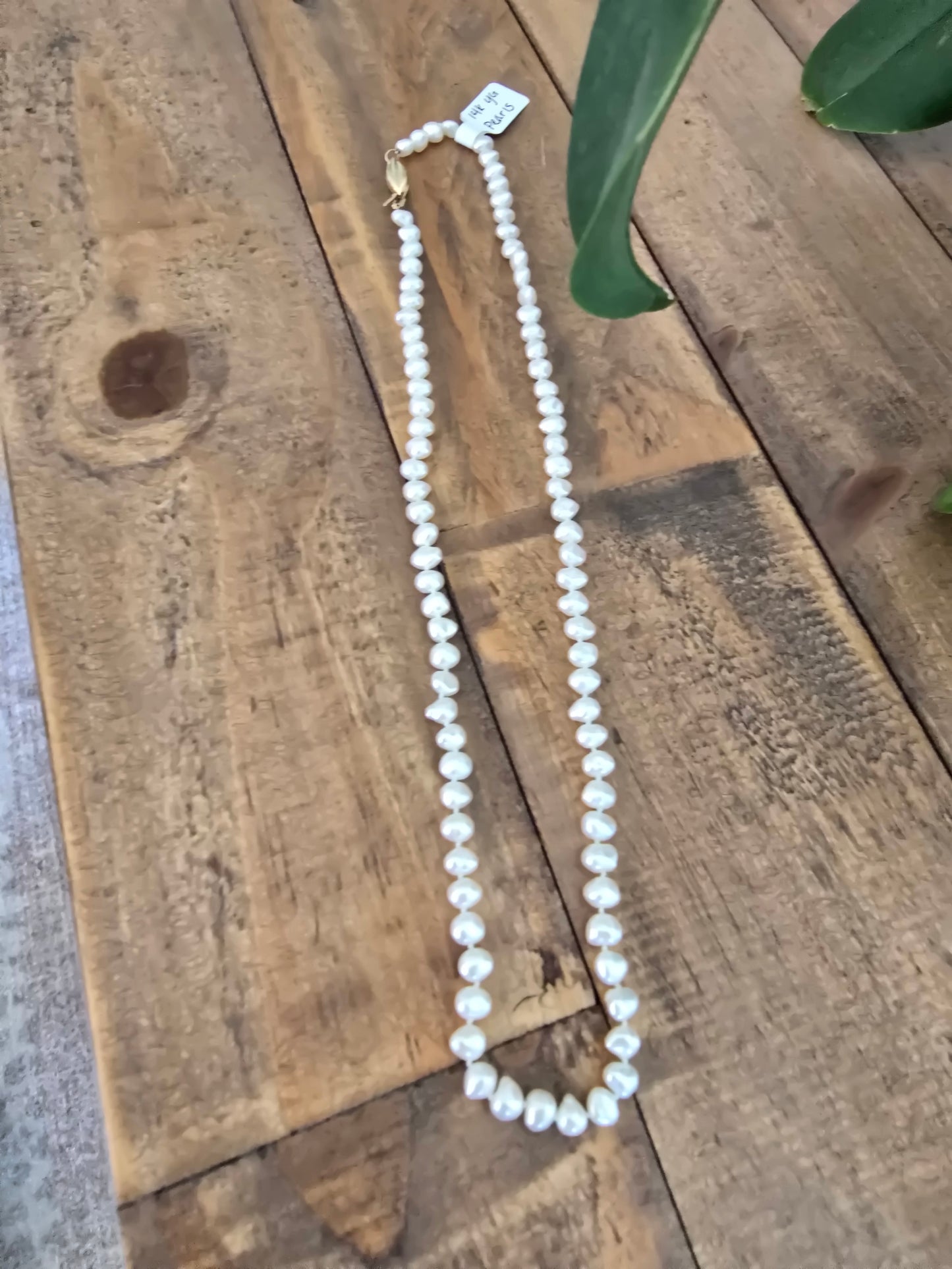 14K Yellow Gold Pearl Necklace