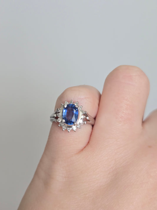 Platinum 1.32 CT Sapphire and Diamond Ring