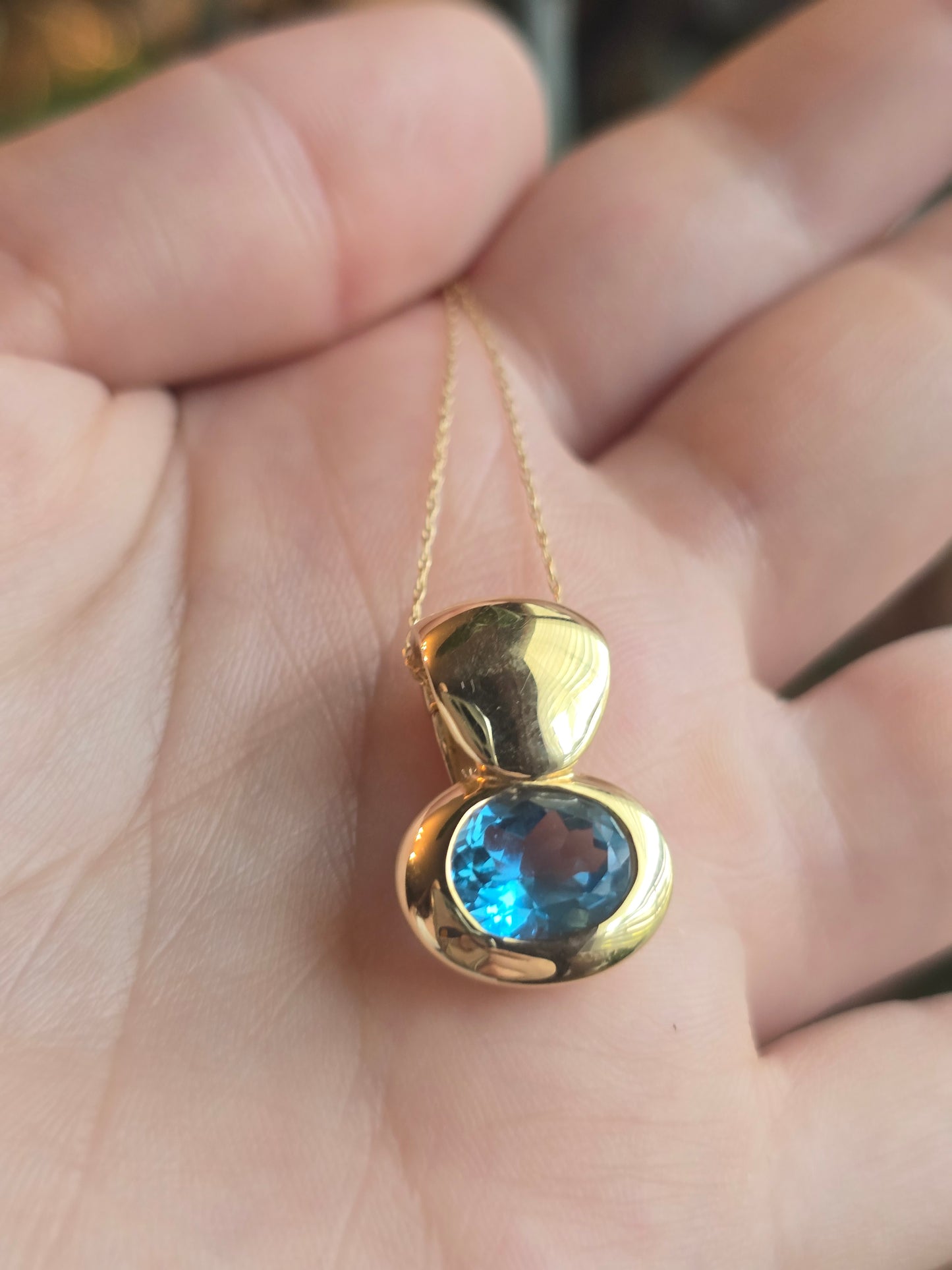 14K Swiss Blue Topaz Enhancer Pendant Necklace
