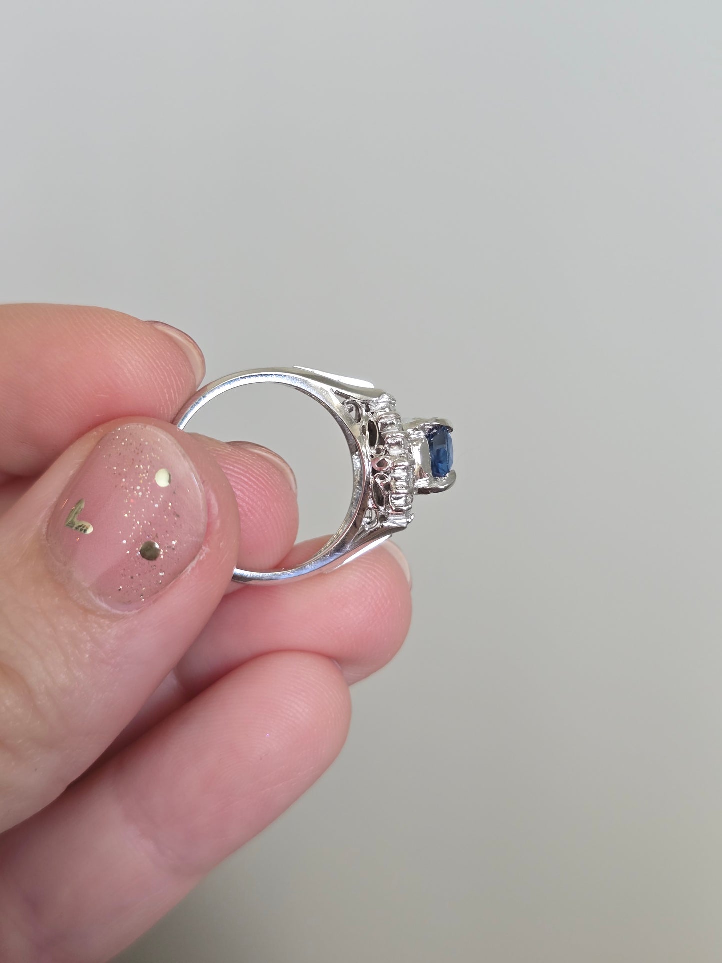 Platinum 1.32 CT Sapphire and Diamond Ring