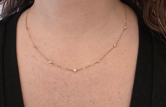 14K Diamond Station Necklace
