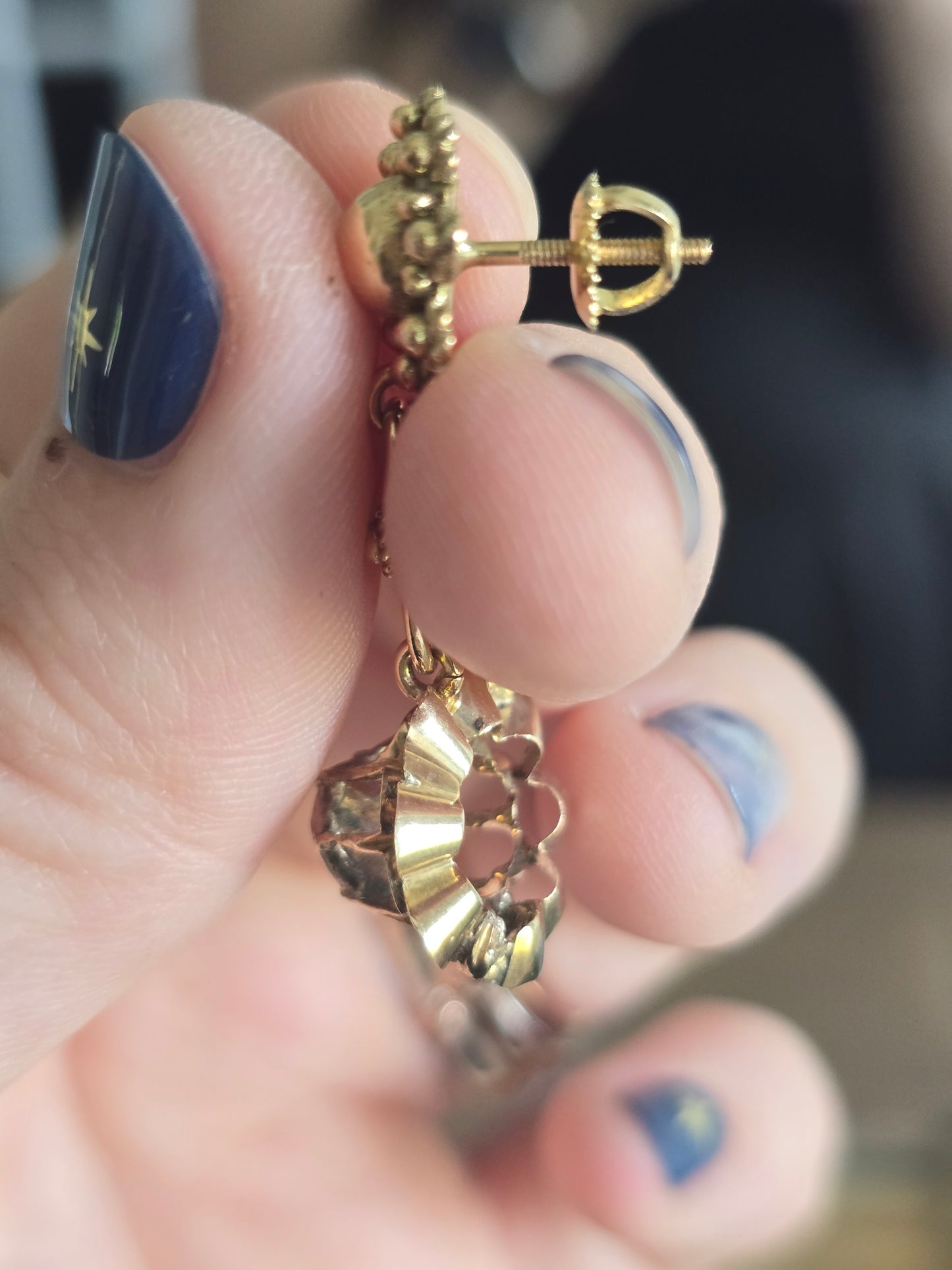 Vintage 14k and 10k Yellow Gold Diamond Earrings