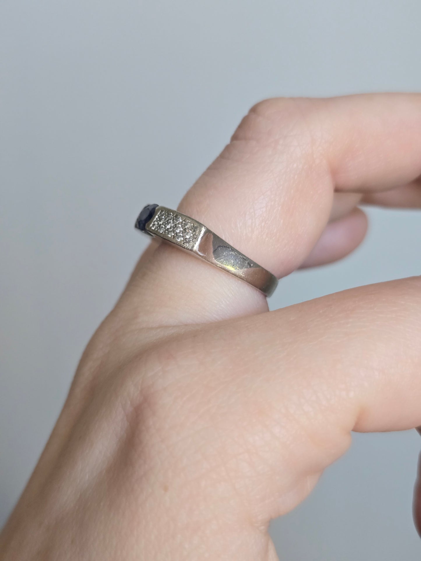 Platinum Sapphire and Diamond Ring