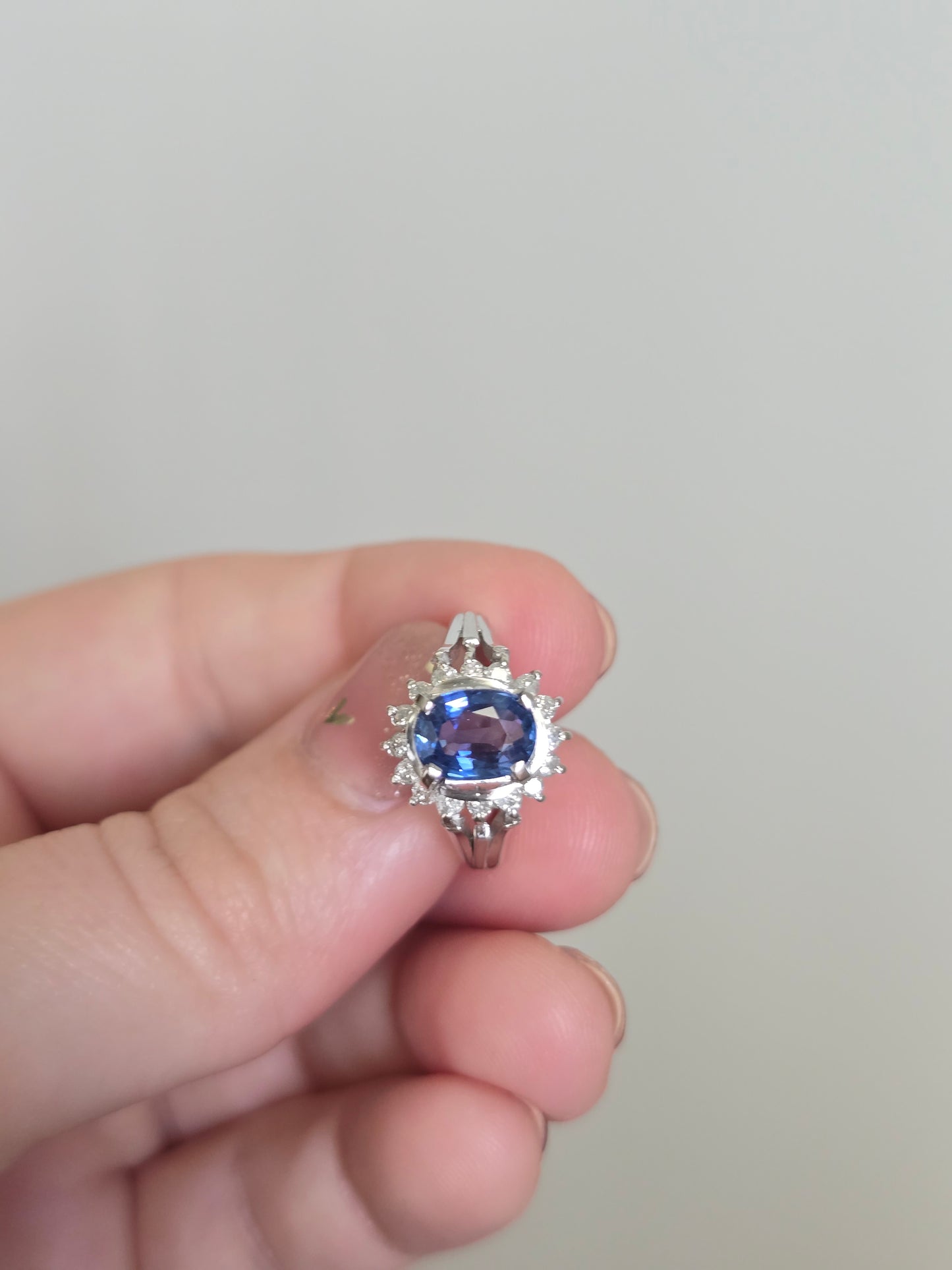 Platinum 1.32 CT Sapphire and Diamond Ring