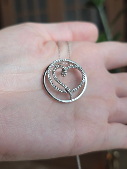 14K Diamond Heart Pendant Necklace