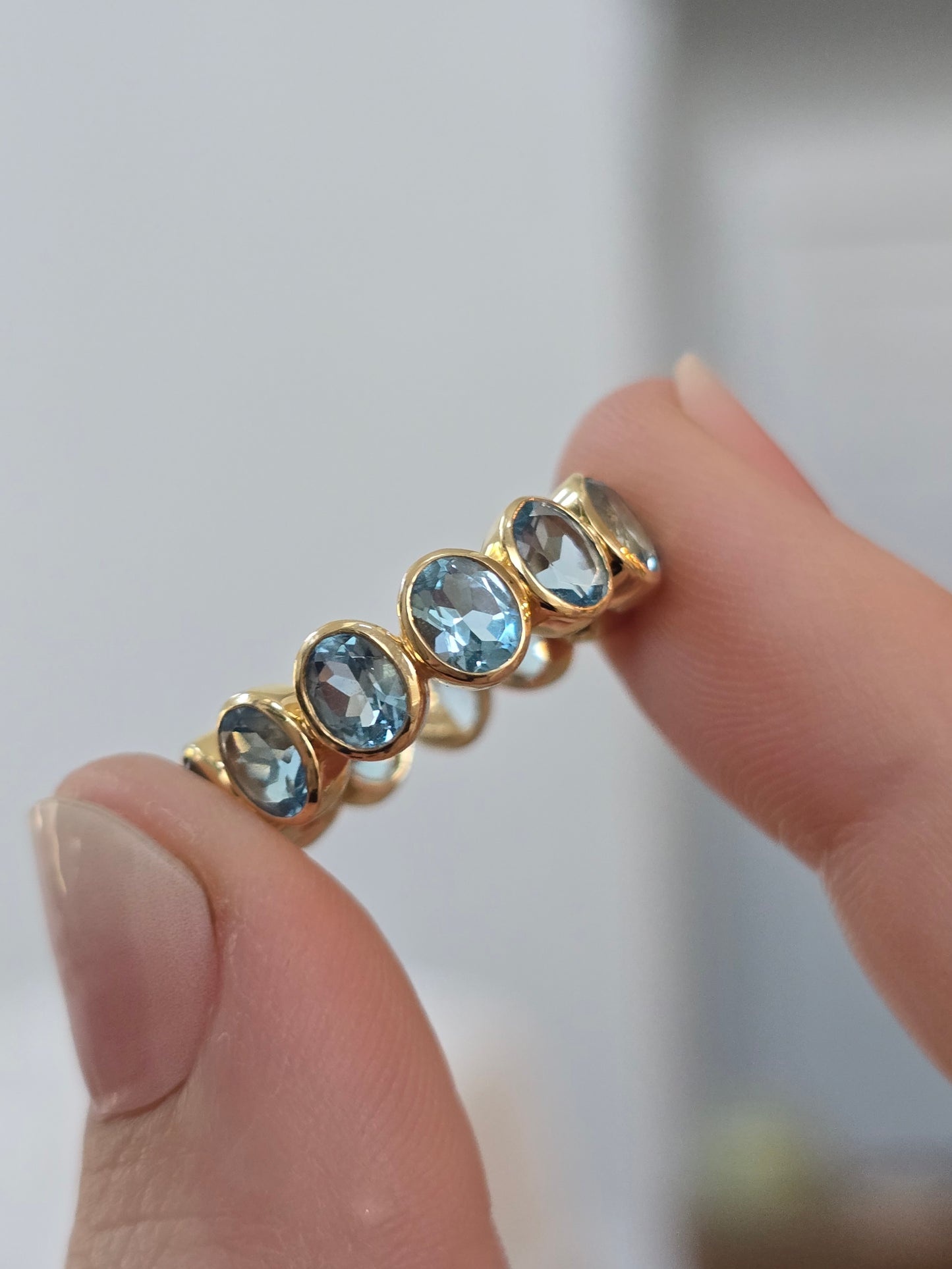 18k Yellow Gold Blue Topaz Eternity Band