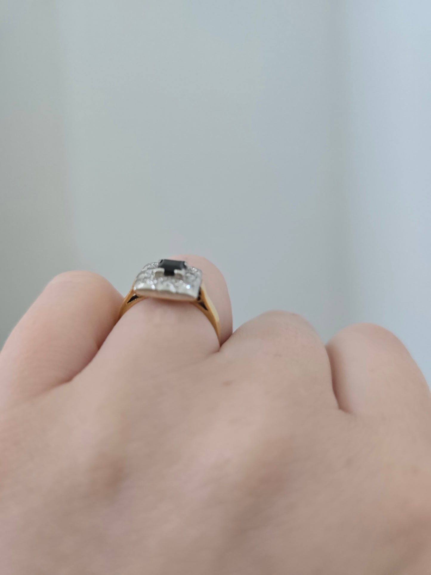 18K Sapphire and Diamond Ring with Platinum Setting