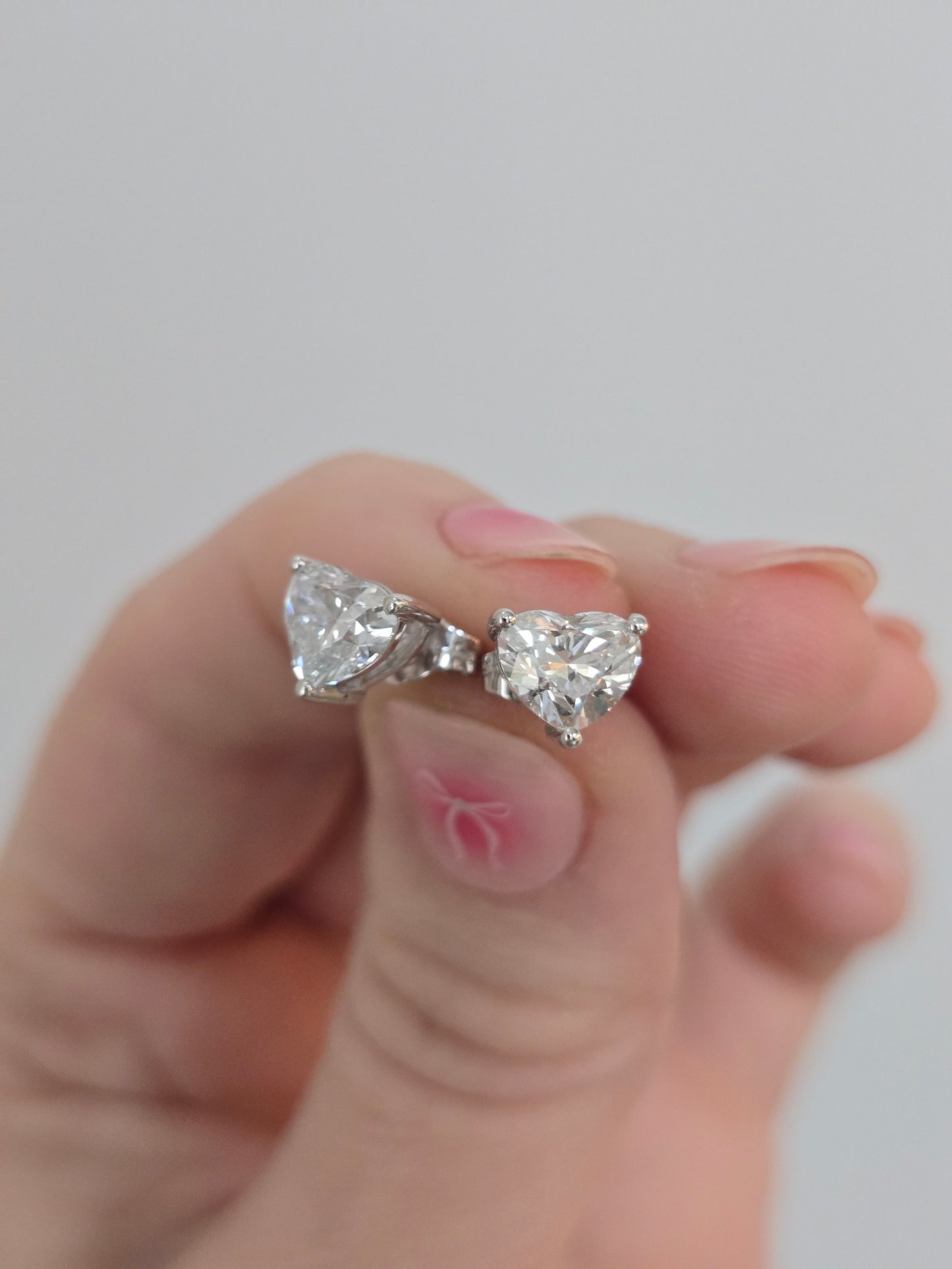 14K 2.00 CTW Lab Grown Heart Diamond Earrings