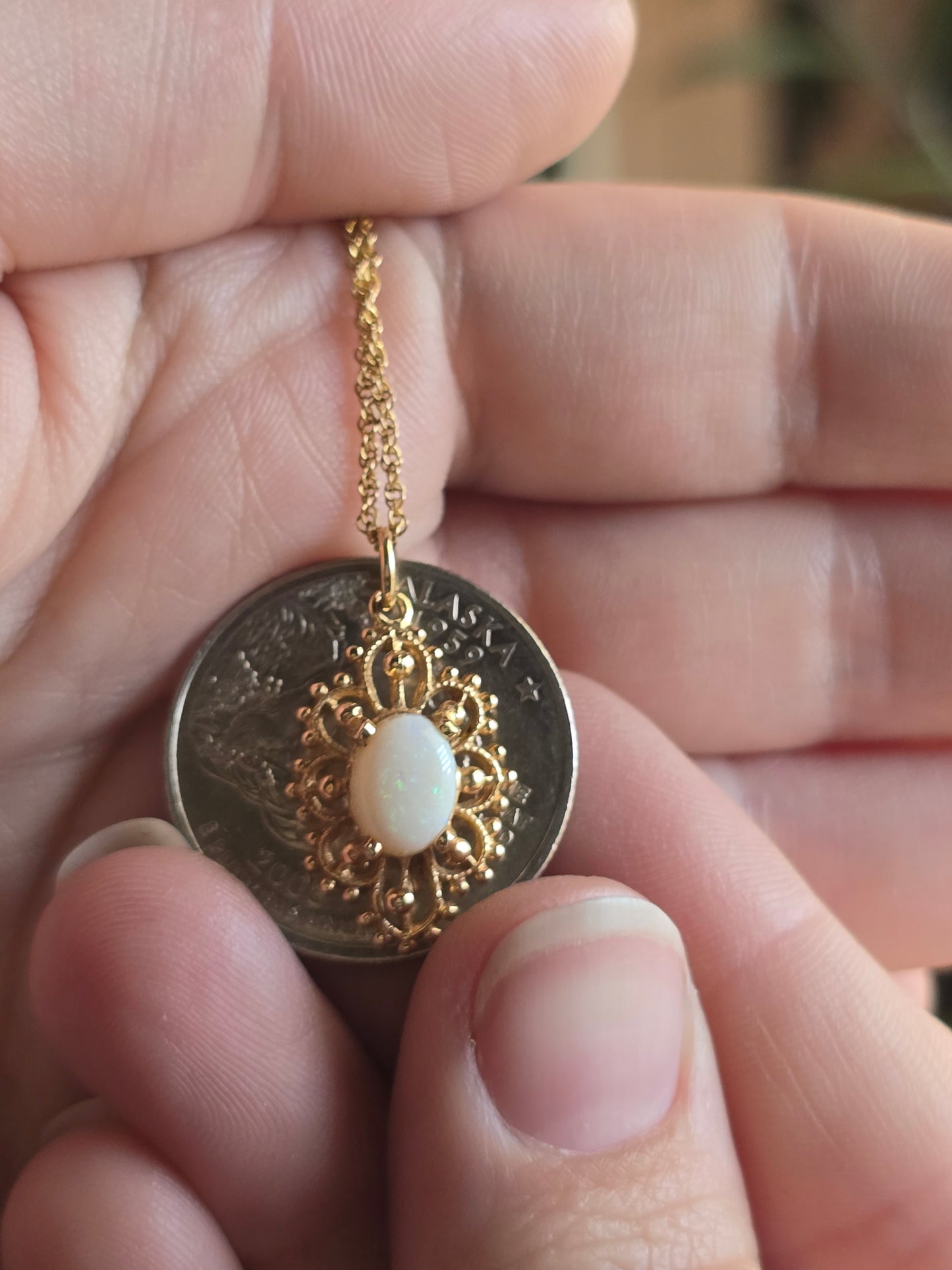 14K Opal Pendant