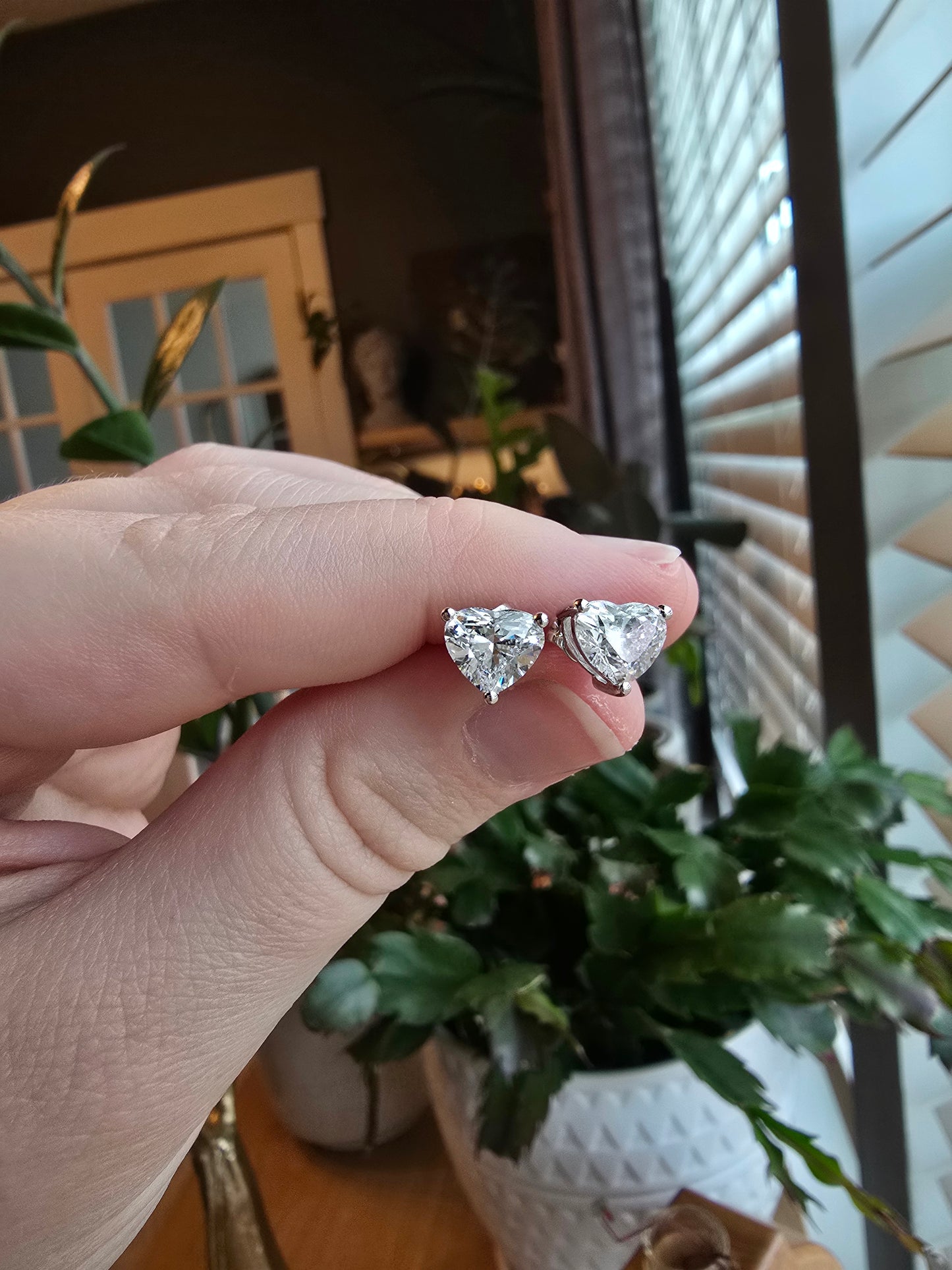 14K 2.00 CTW Lab Grown Heart Diamond Earrings