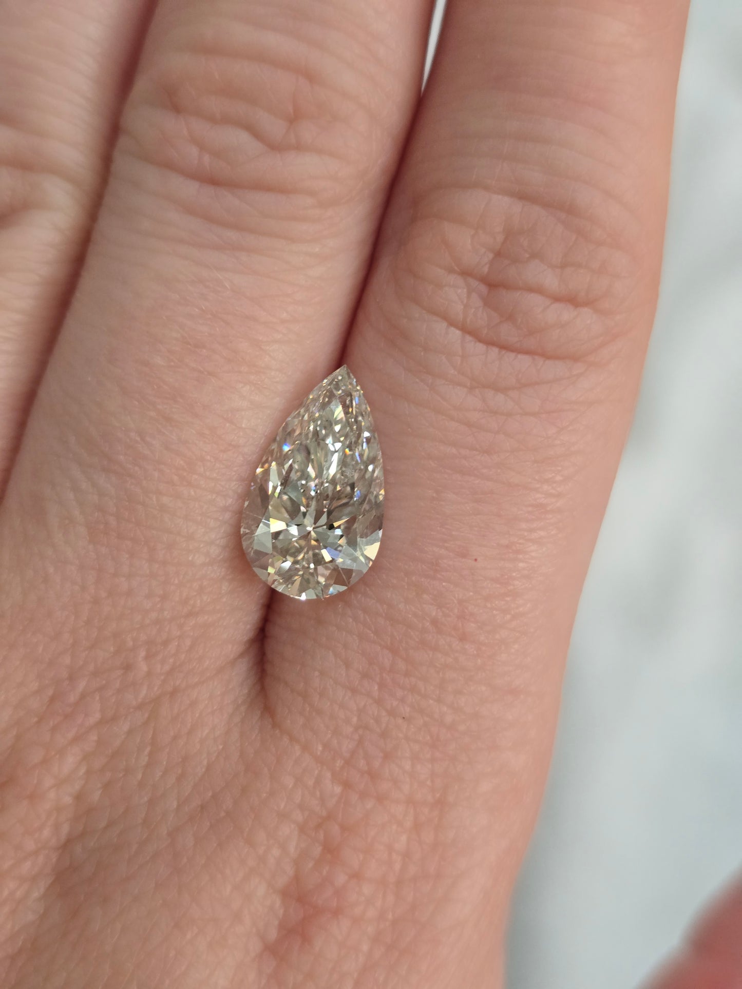 Loose 4.07 CT Pear Lab Grown Diamond with IGI Report
