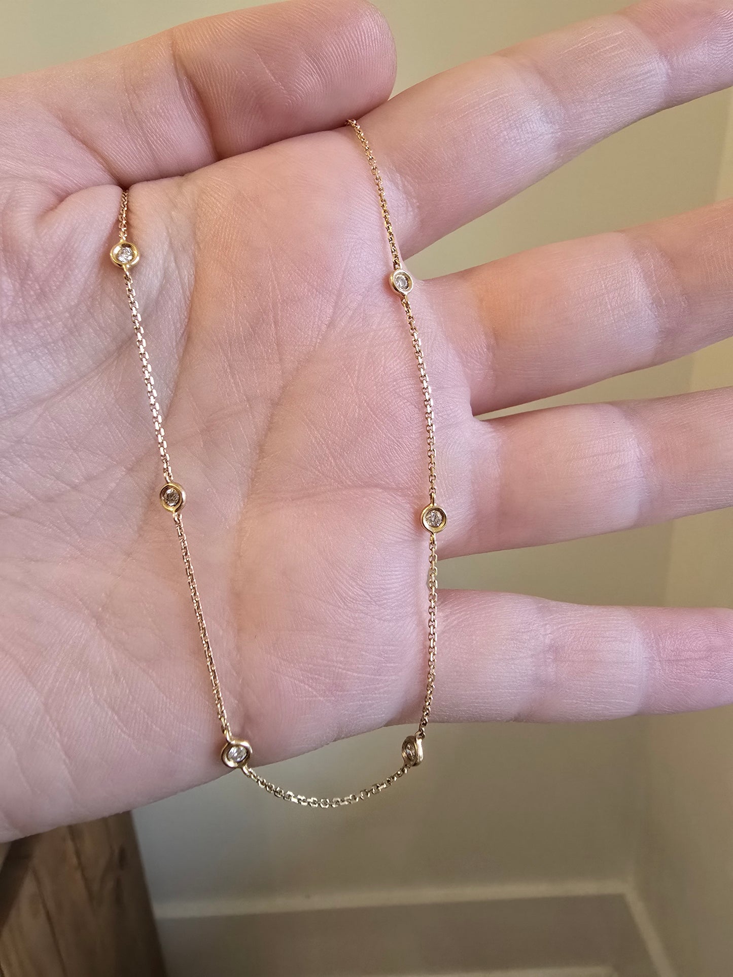 14K Diamond Station Necklace