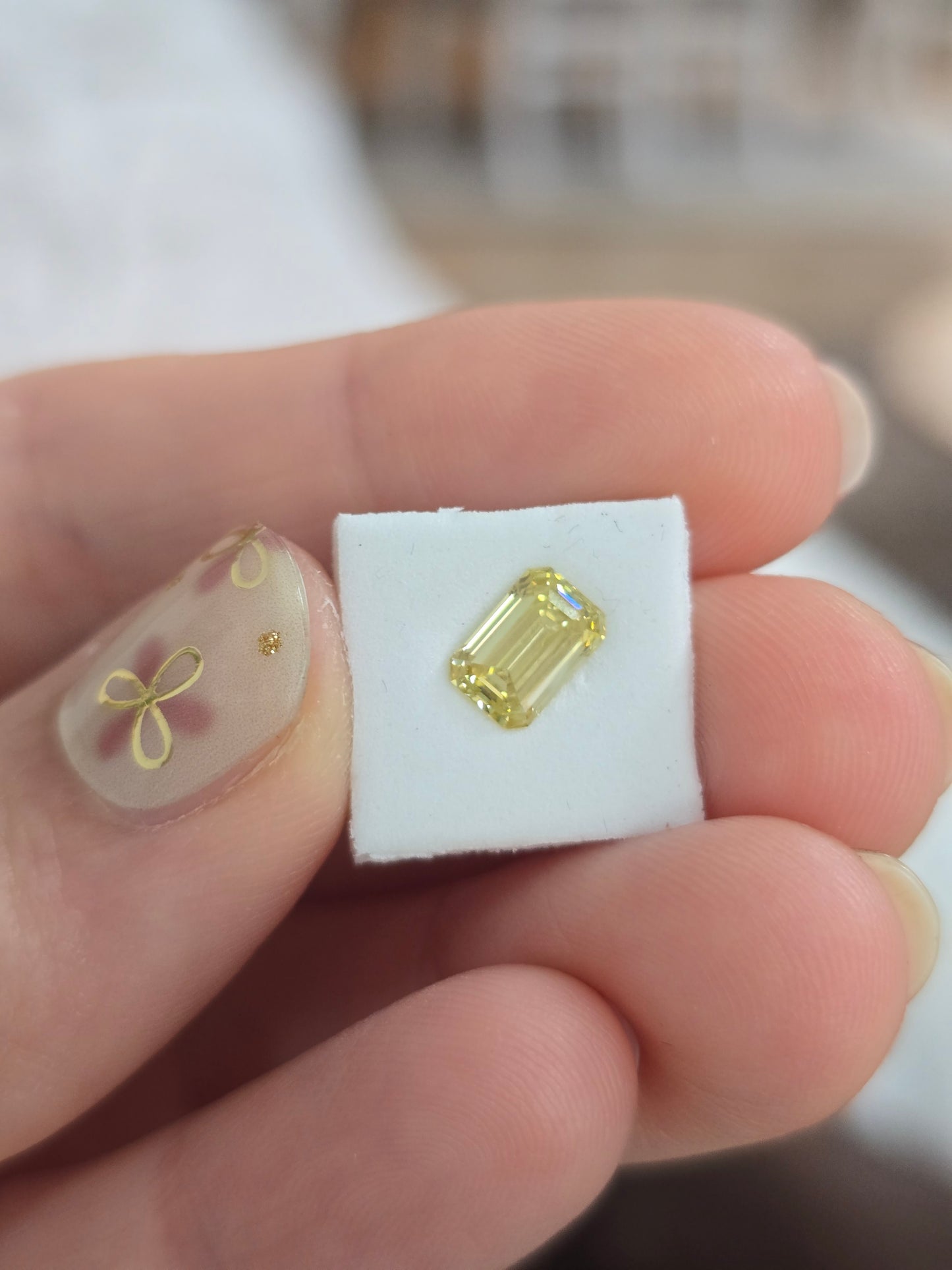 Loose 1.03 CT Emerald Cut Lab Grown Fancy Intense Yellow Diamond with IGI Report