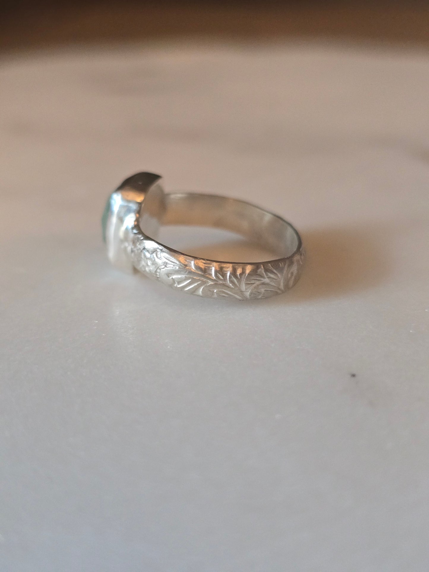 The Jardin Ring - Handcrafted Amazonite Floral Band – Size 7