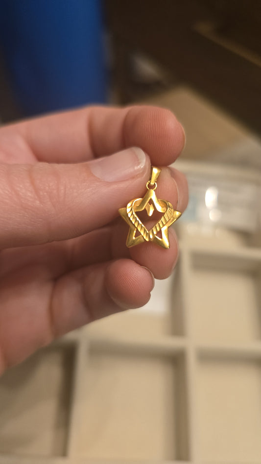 18K Star and Heart Pendant